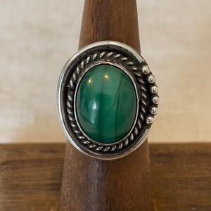 Robt Kelley Ring Size 5.75 Southwest Navajo Style Malachite Oval Vintage